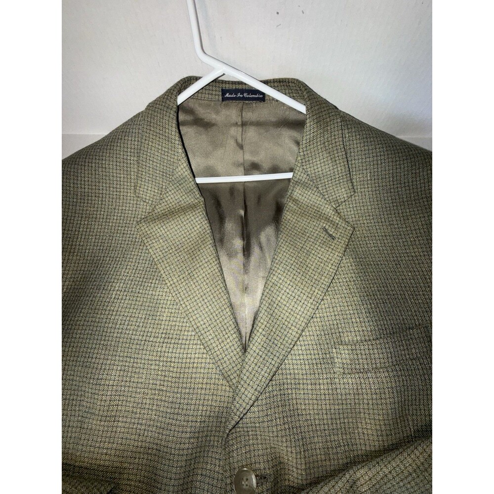 Daniel Hechter Paris 46L Silk Wool Blazer Jacket Sport Coat Green Plaid Academia